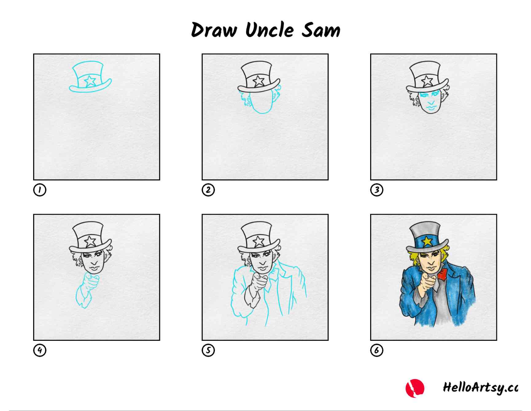 Draw uncle sam