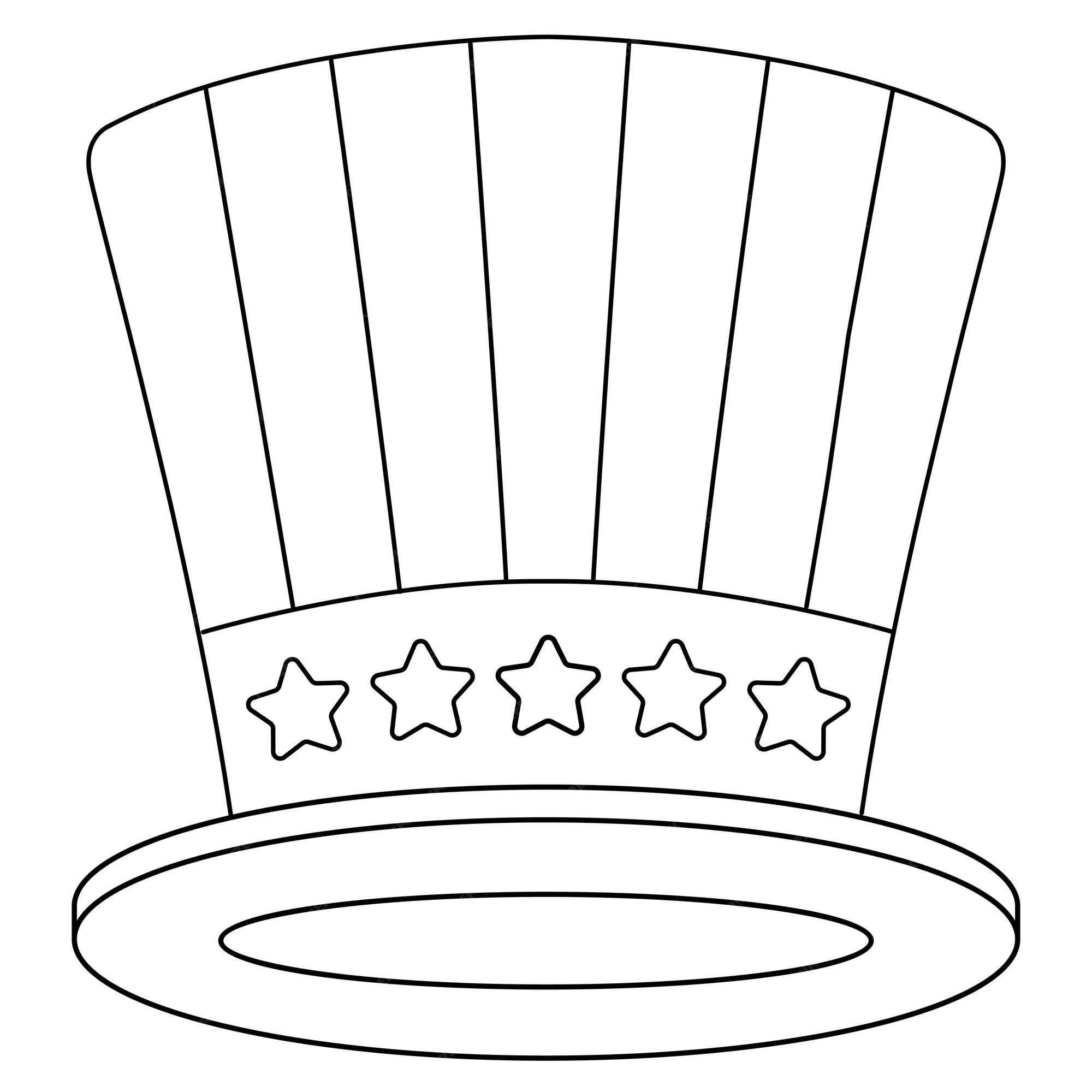 Premium vector th of july uncle sam hat isolated coloring page