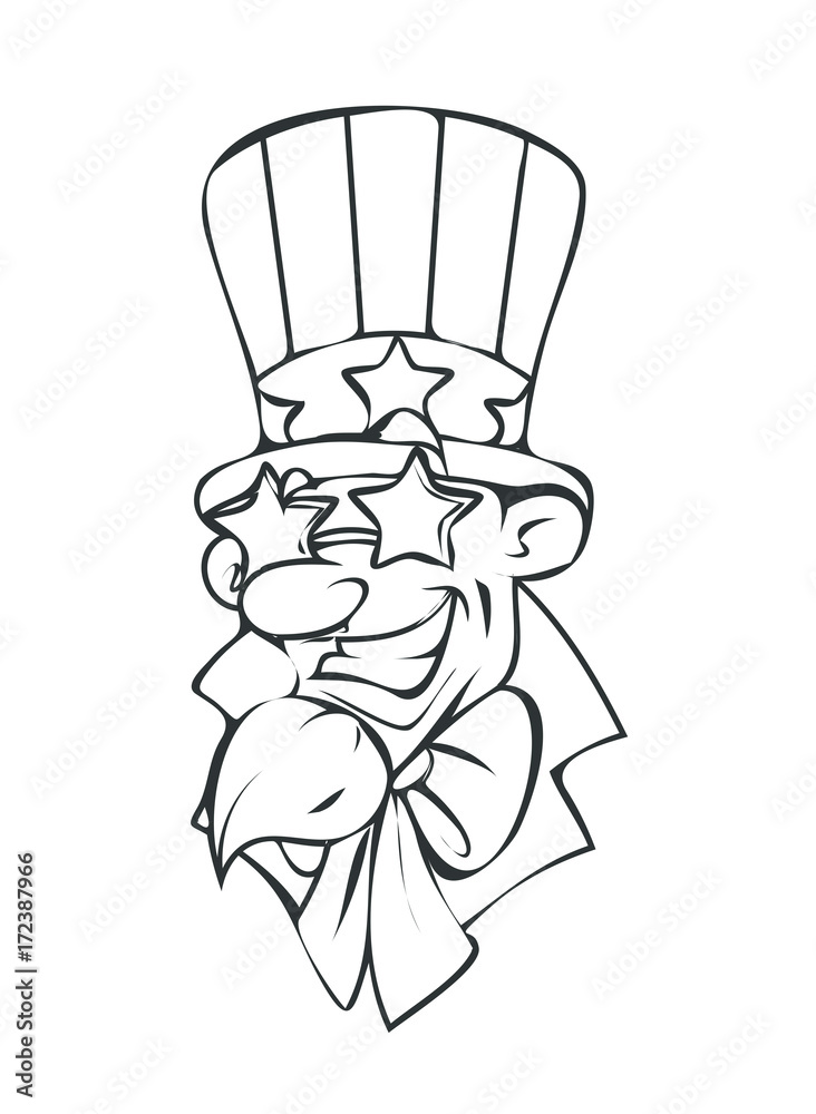 Old uncle sam character face drawing vector