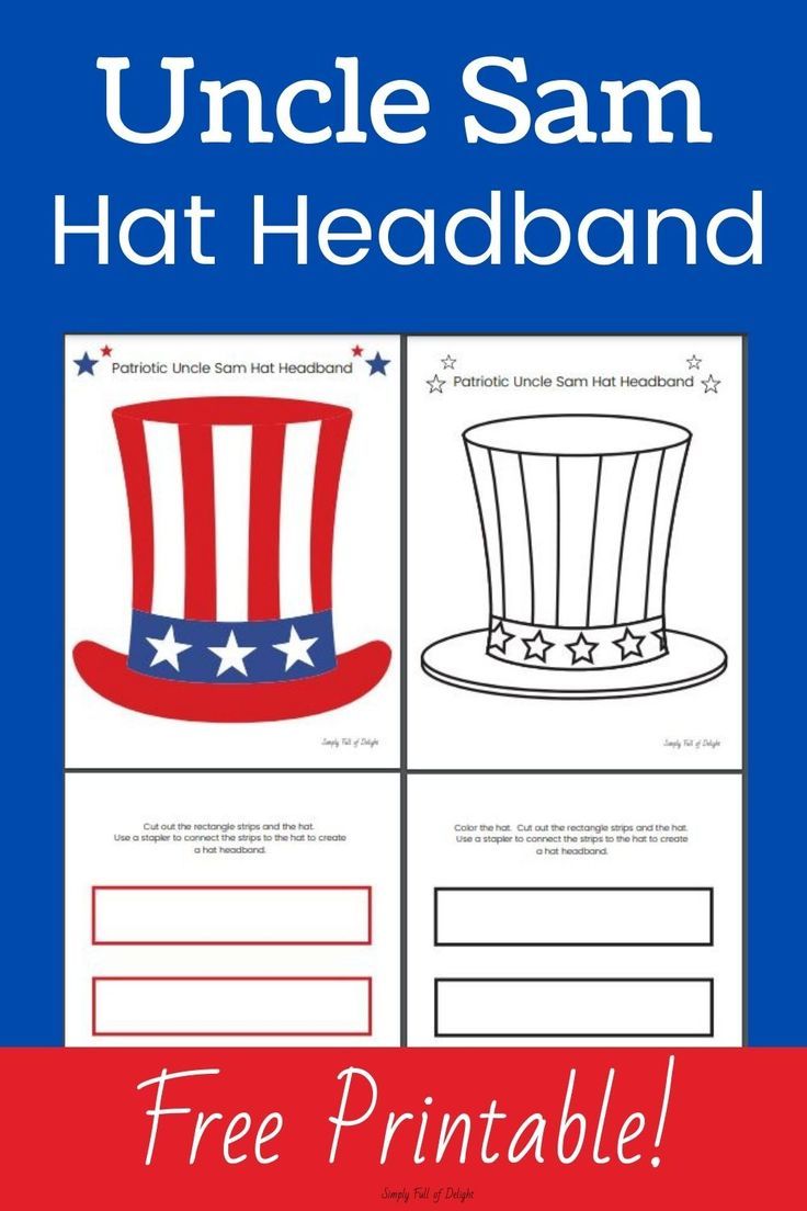 Free printable uncle sam hat headband uncle sam craft hat crafts free printable crafts