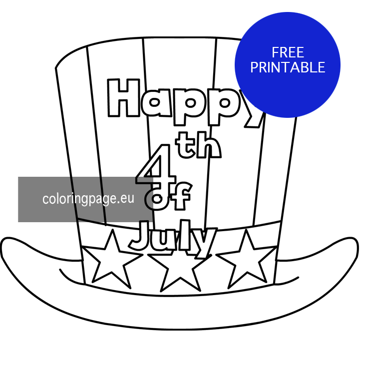 Th of july uncle sam hat coloring page