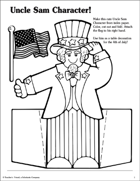 Uncle sam activities printable arts and crafts skills sheets