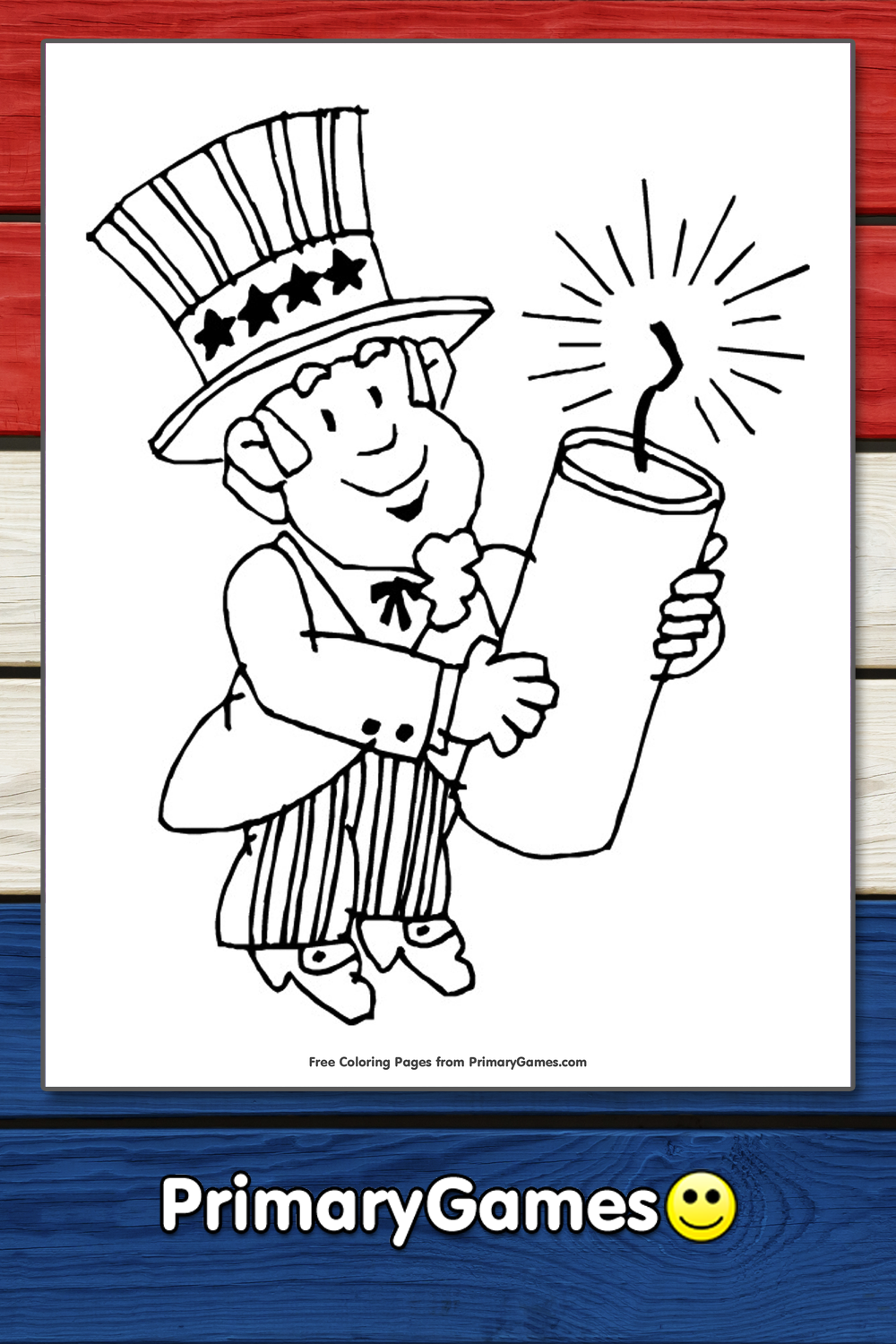 Uncle sam holding fireworks coloring page â free printable pdf from