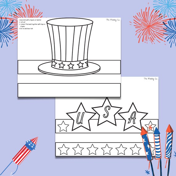 Th of july craft for kids uncle sam hat independence day printable activity usa coloring page fourth of july printable usa paper craft