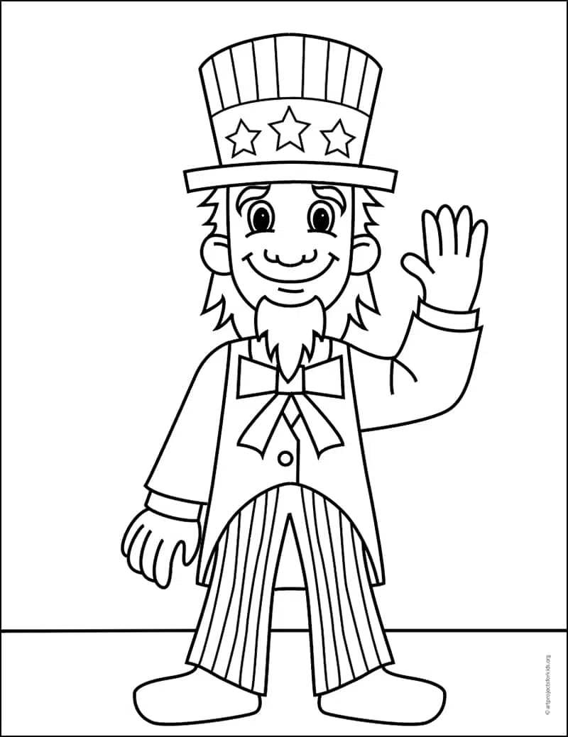 Easy how to draw uncle sam tutorial uncle sam coloring page