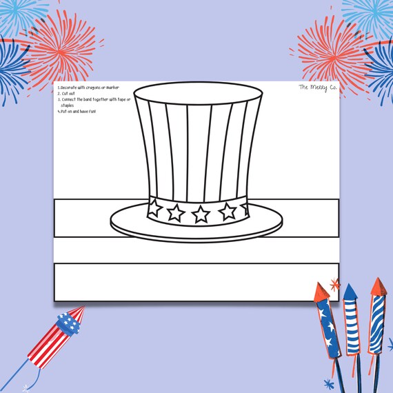 Th of july craft for kids uncle sam hat independence day printable activity usa coloring page fourth of july printable usa paper craft