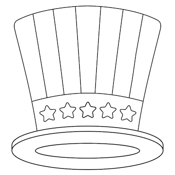 Premium vector th of july uncle sam hat isolated coloring page