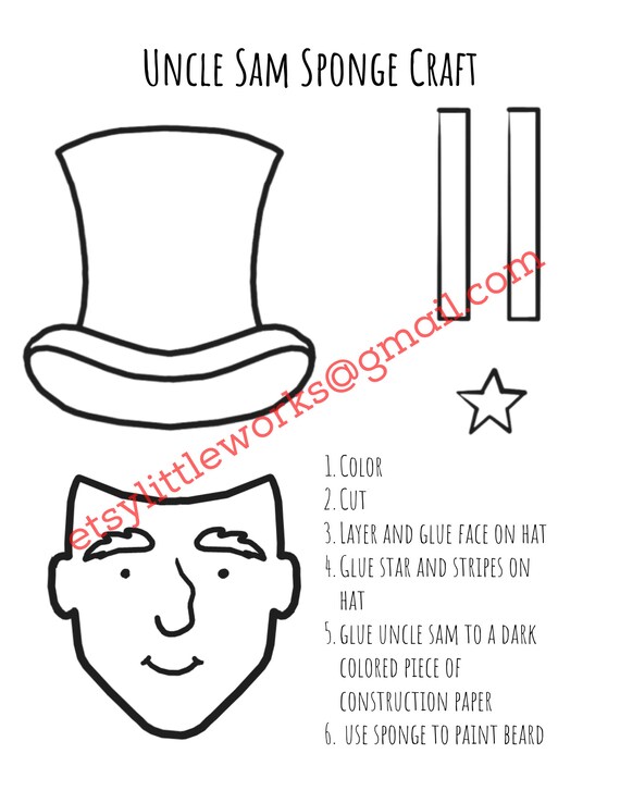 Uncle sam sponge paint craft sponge paint art coloring page fourth of july craft