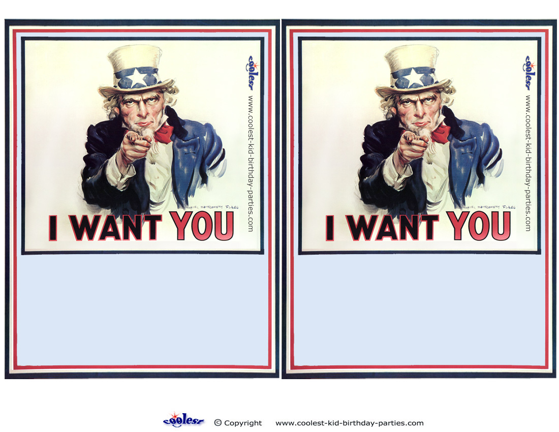 Blank printable uncle sam invitations