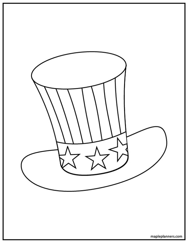 Independence day hat coloring page printable