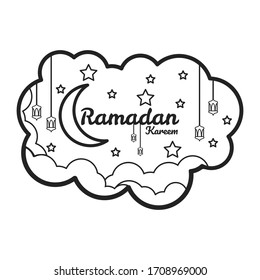 Ramadan kareem coloring pages crescent moon stock vector royalty free