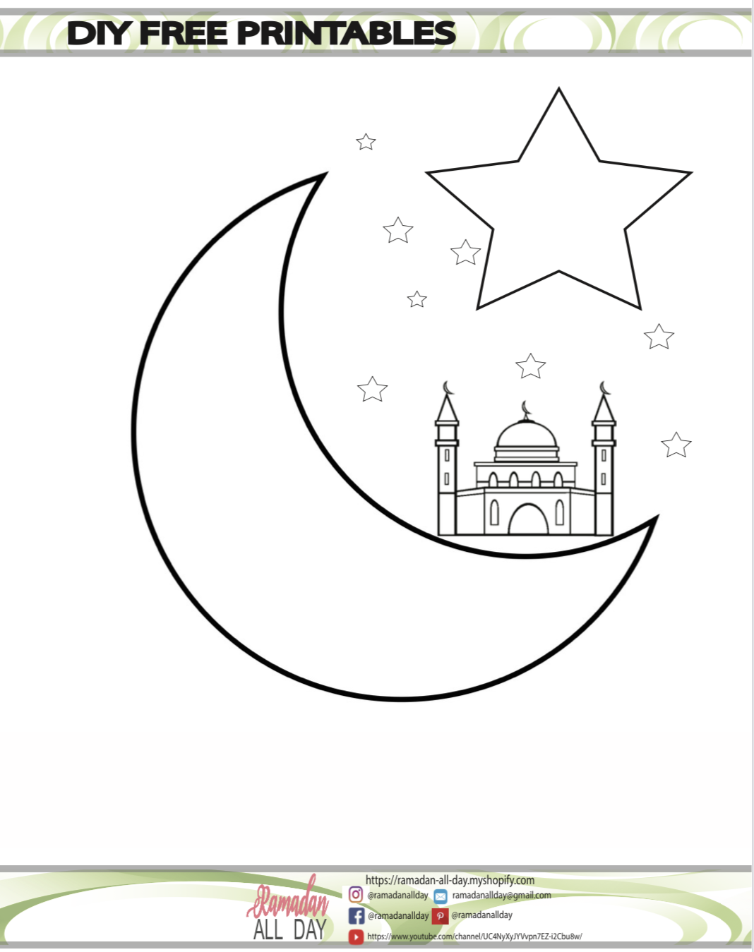 Free moon mosque coloring printable â ramadan all day