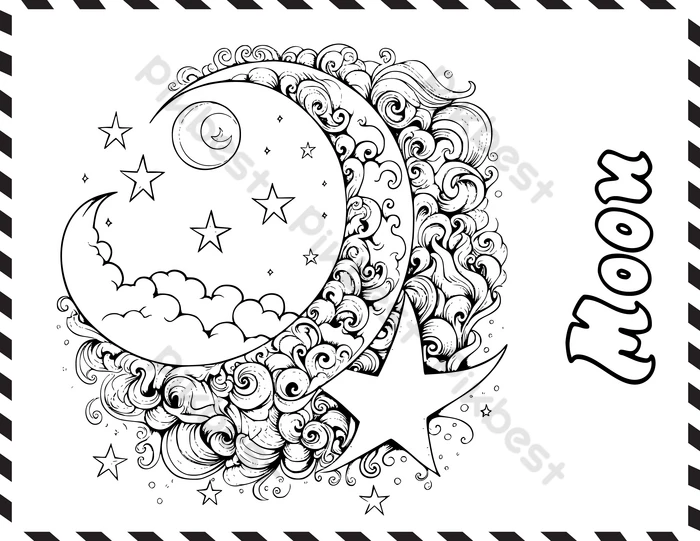 Crescent moon coloring pages for kids and toddlers png images eps free download