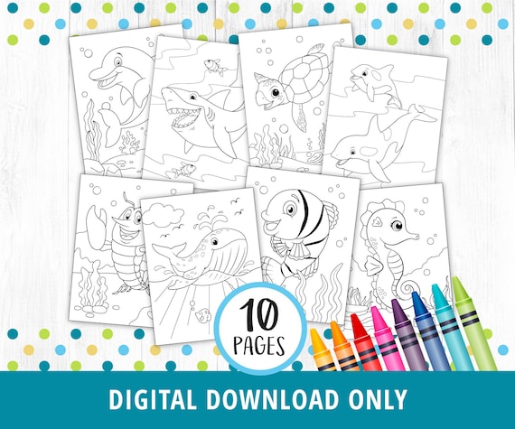 Under the sea coloring pages printable ocean coloring pages sea animals coloring book shark under the sea game activity pdf digital