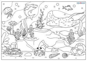 Free printable sea and ocean animals coloring pages for kids