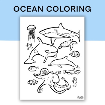 Ocean animals coloring page under the sea activity sheet animal worksheet