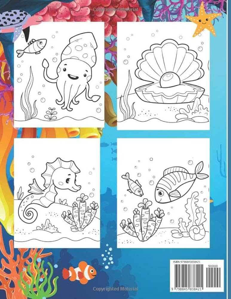 Sea creatures coloring book for kids ages