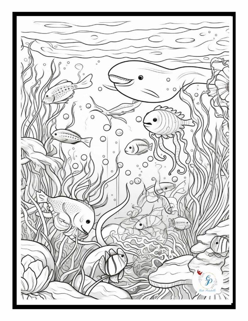 Ocean animals coloring pages for kids cute printable