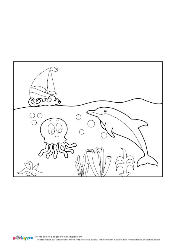 Under the sea coloring picture free colouring book for children â monkey pen store