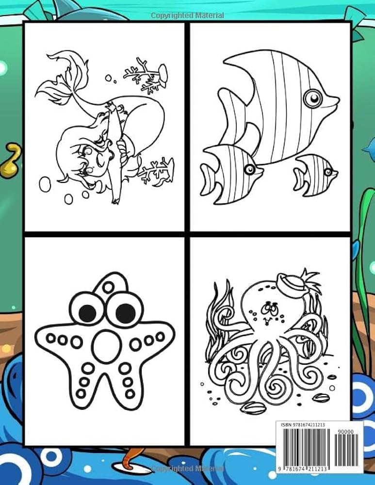 Under the sea coloring book underwater world pictures with sea animal creatures and ocean life coloring pages for toddlers kids ages