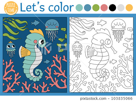 Under the sea coloring page for children with