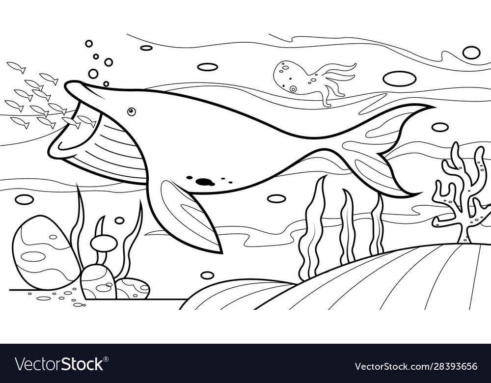 Whale under sea coloring book royalty free vector image