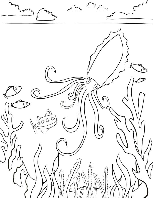 Under sea coloring page