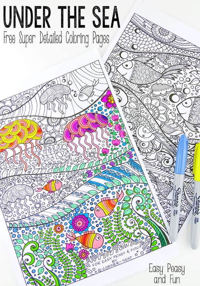 Under the sea coloring pages for adults