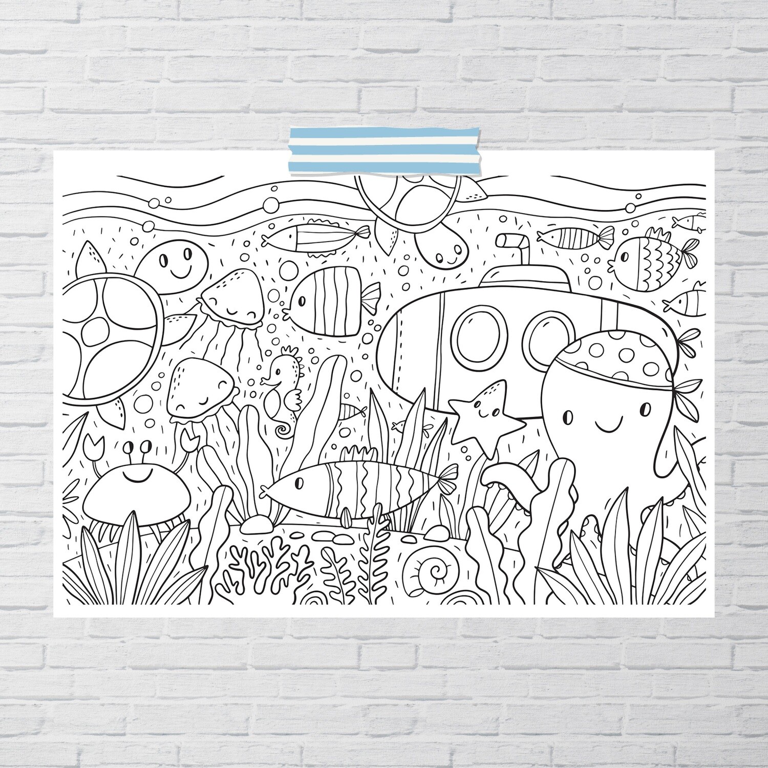 Under the sea giant coloring page