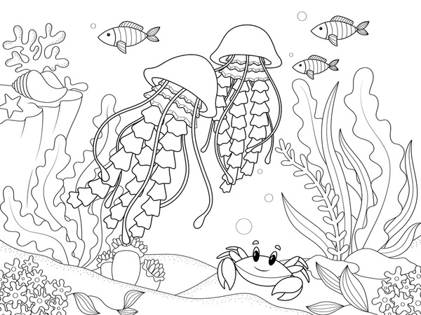 Thousand coloring page fish royalty