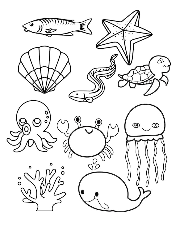 Ocean creatures printable coloring page x print at home