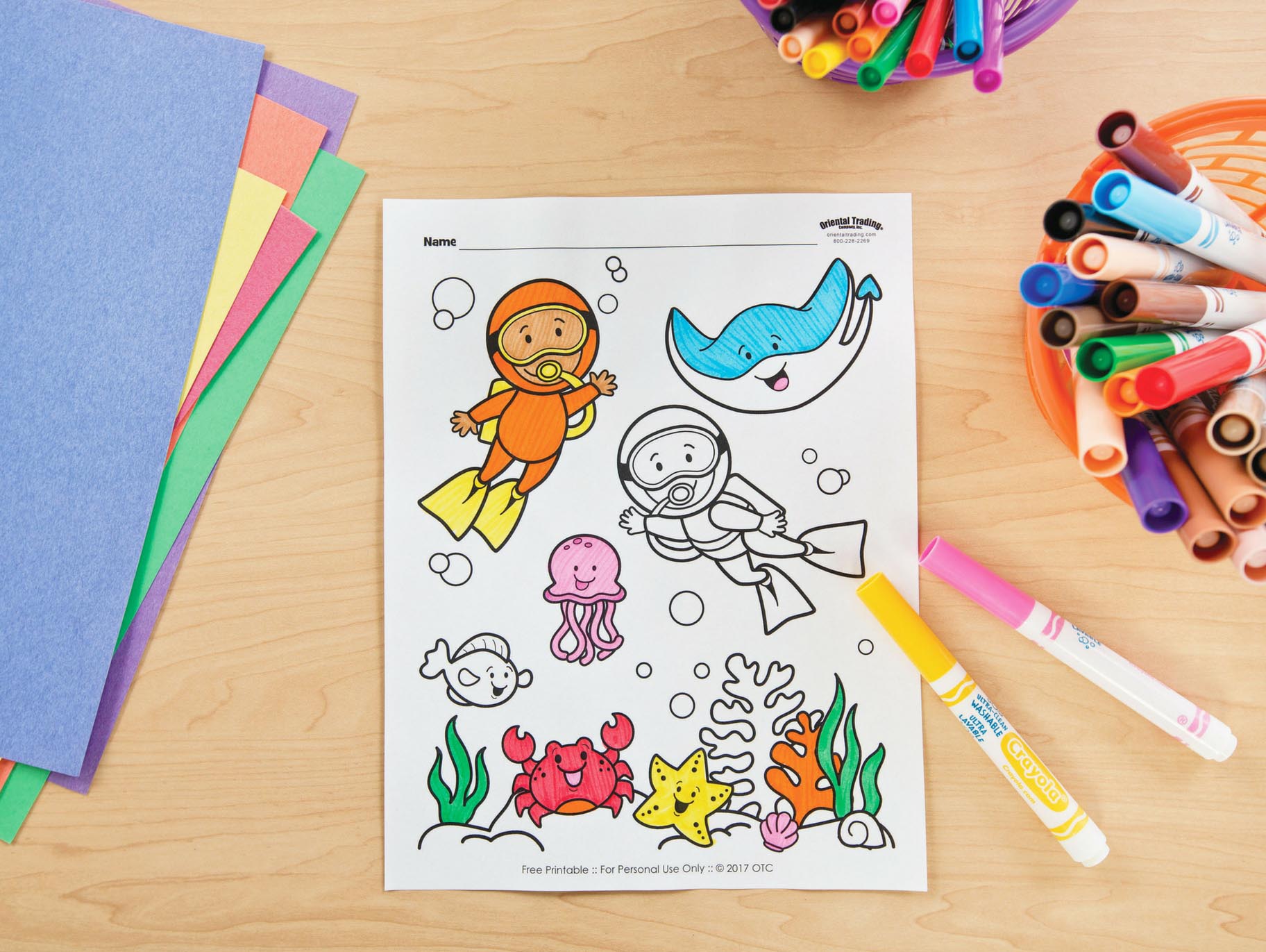 Under the sea free printable coloring page