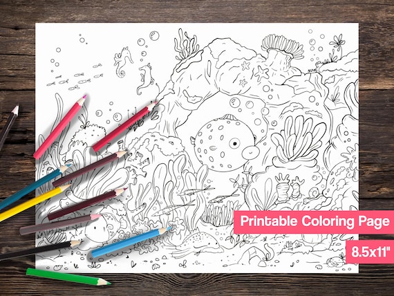 Under the sea coloring page sea animals fish sea life coloring coloring pages for adults under water coloring
