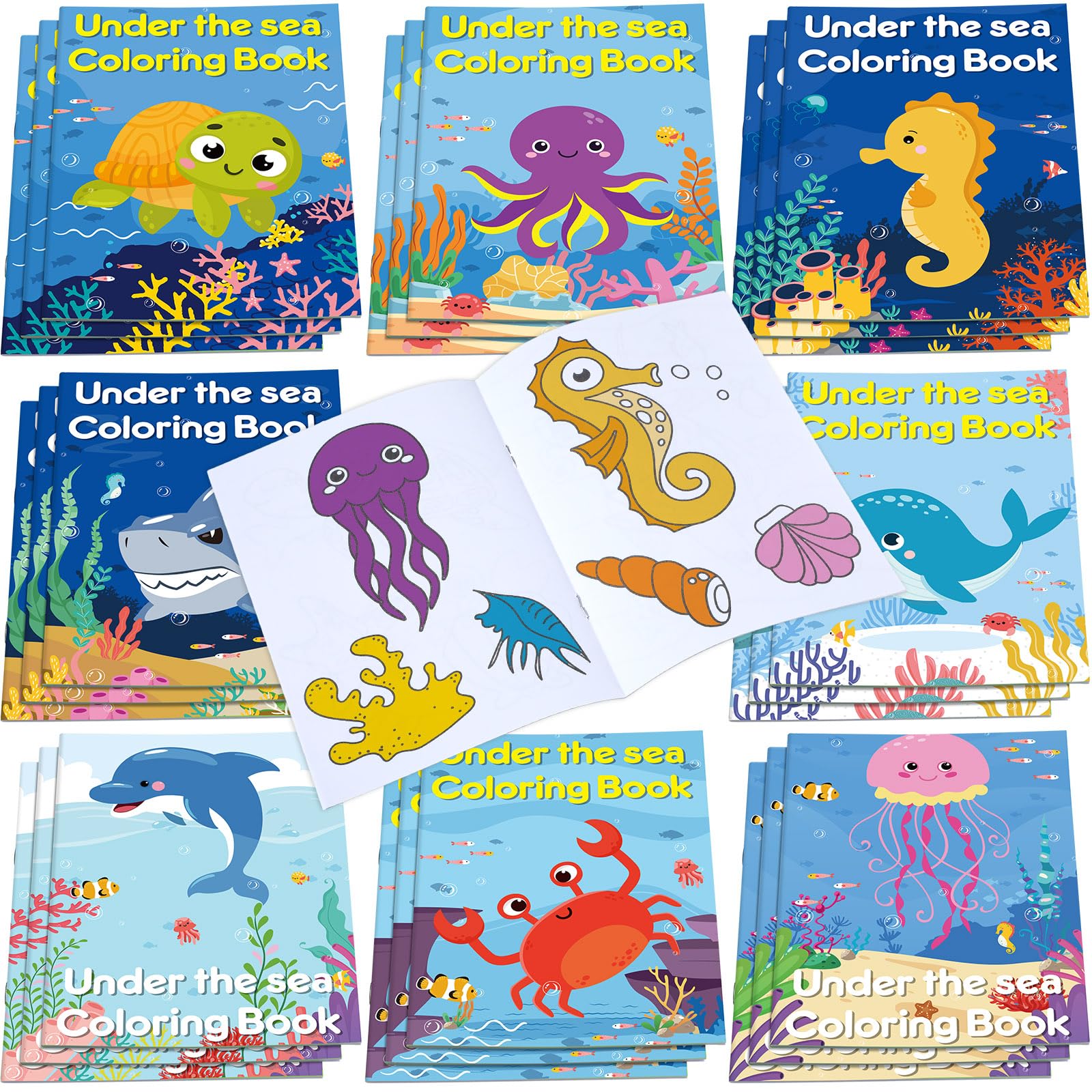 Faccito pcs ocean animals coloring books bulk under the sea mini coloring book party favors drawing book for kids ocean fish mermaid birthday party goodie bag gift classroom activity supply