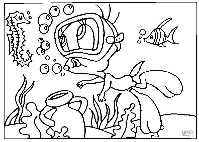 Tweety is under the sea coloring page free printable coloring pages