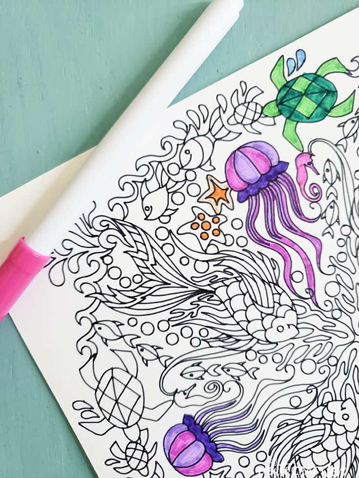 Under the sea coloring page cricut draw function