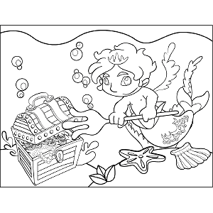 Merman bubbles coloring page