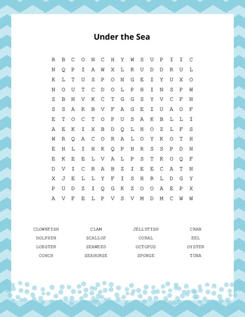 Under the sea word search