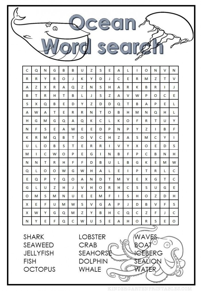 Word search for kids under the sea worksheets