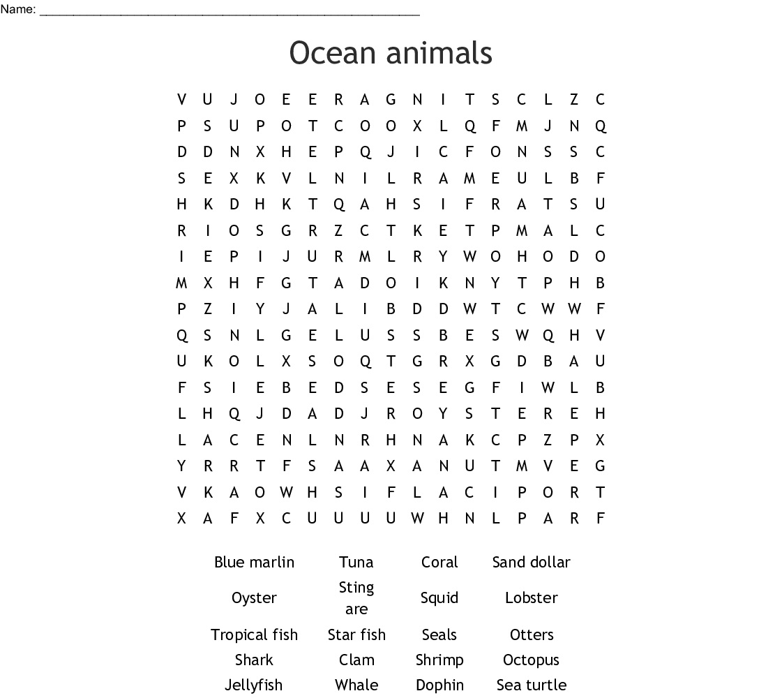 Under the sea word search printables