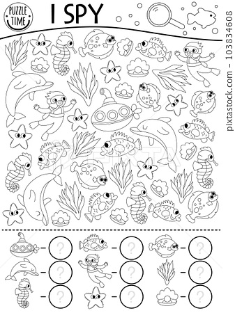 Under the sea black and white i spy game for