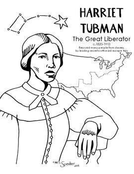 Harriet tubman coloring page tpt