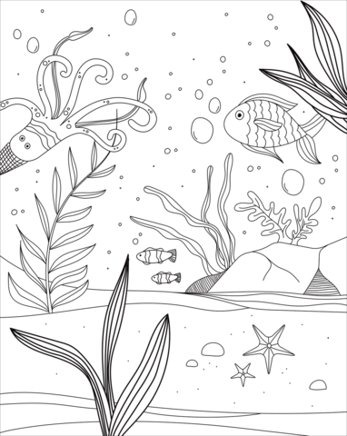 Underwater world coloring page free printable coloring pages