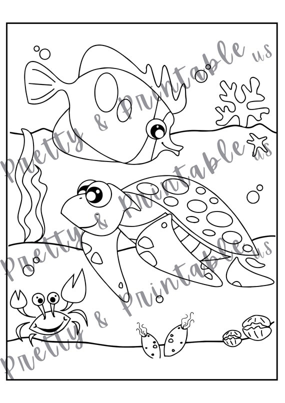 Printable underwater coloring page instant download pdf