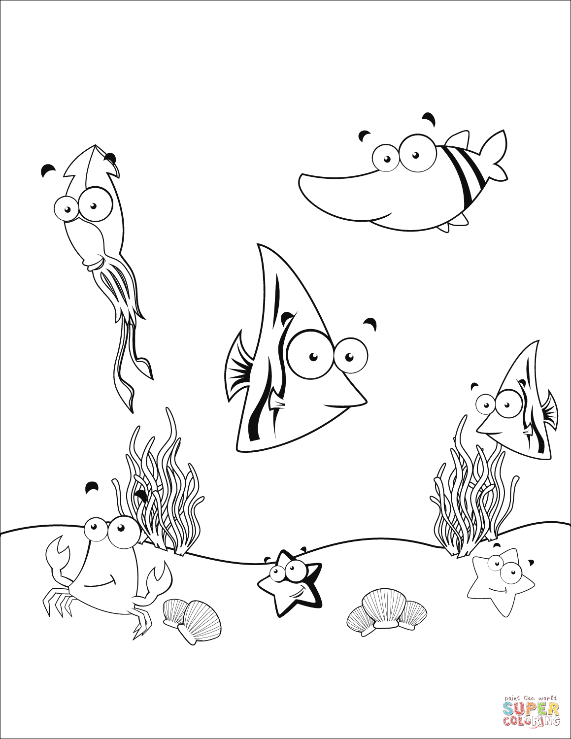 Underwater life coloring page free printable coloring pages