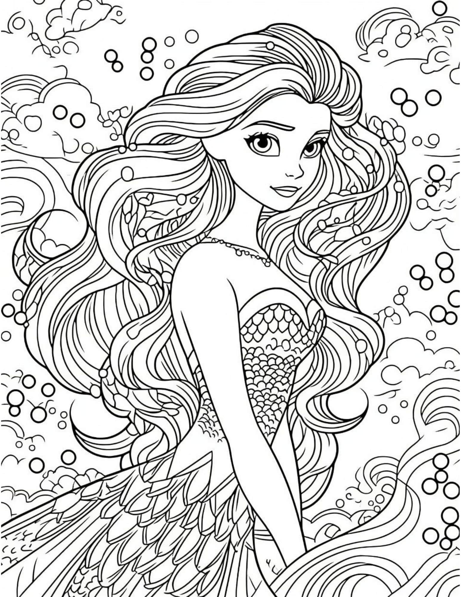 Mermaid coloring pages for kids and adults