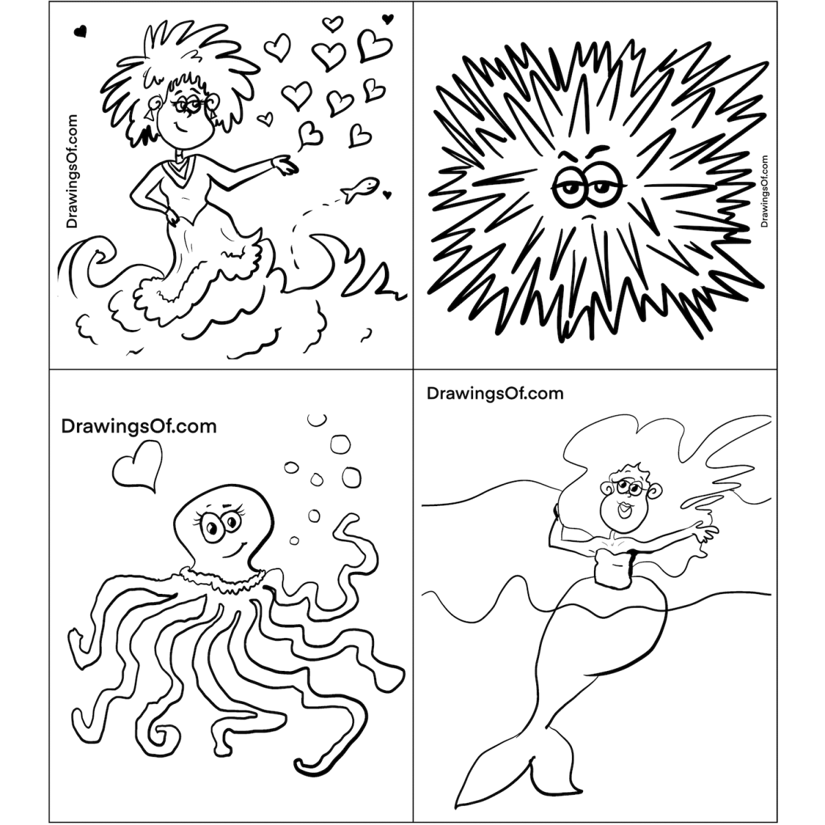 Mermaid coloring pages free printable sheets