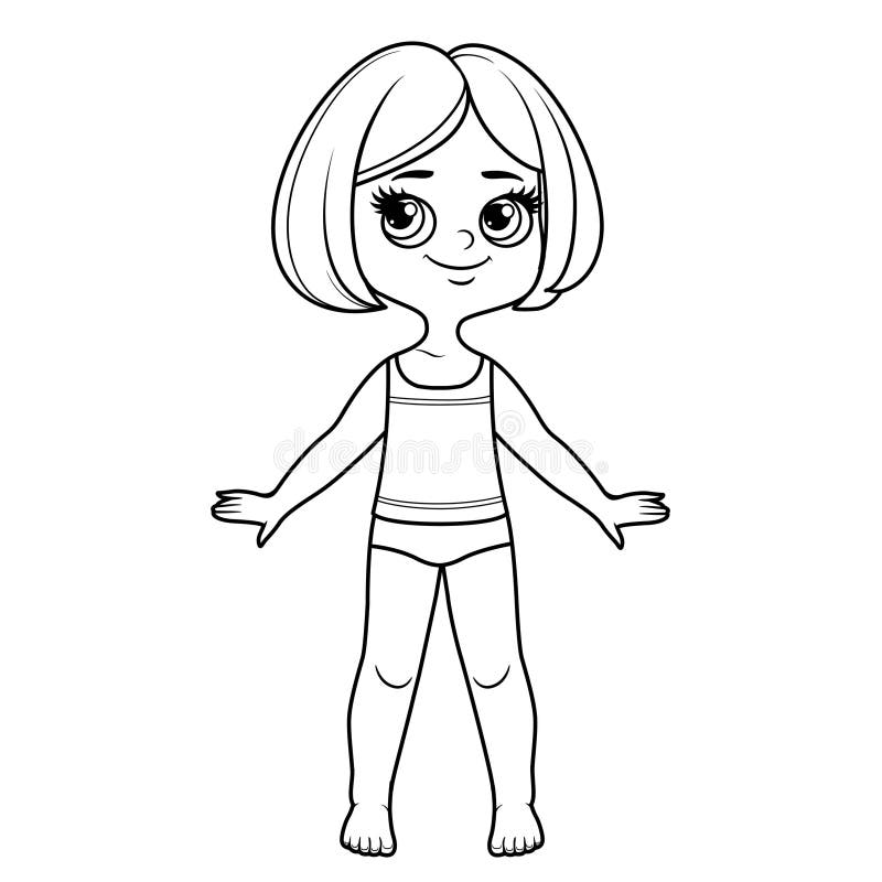 Cartoon Clipart Of A Black And White Excited Underwear Character