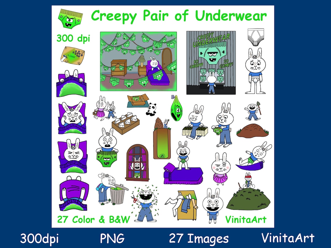 Halloween clipart creepy pair of underwear clipart printable digital download coloring pages