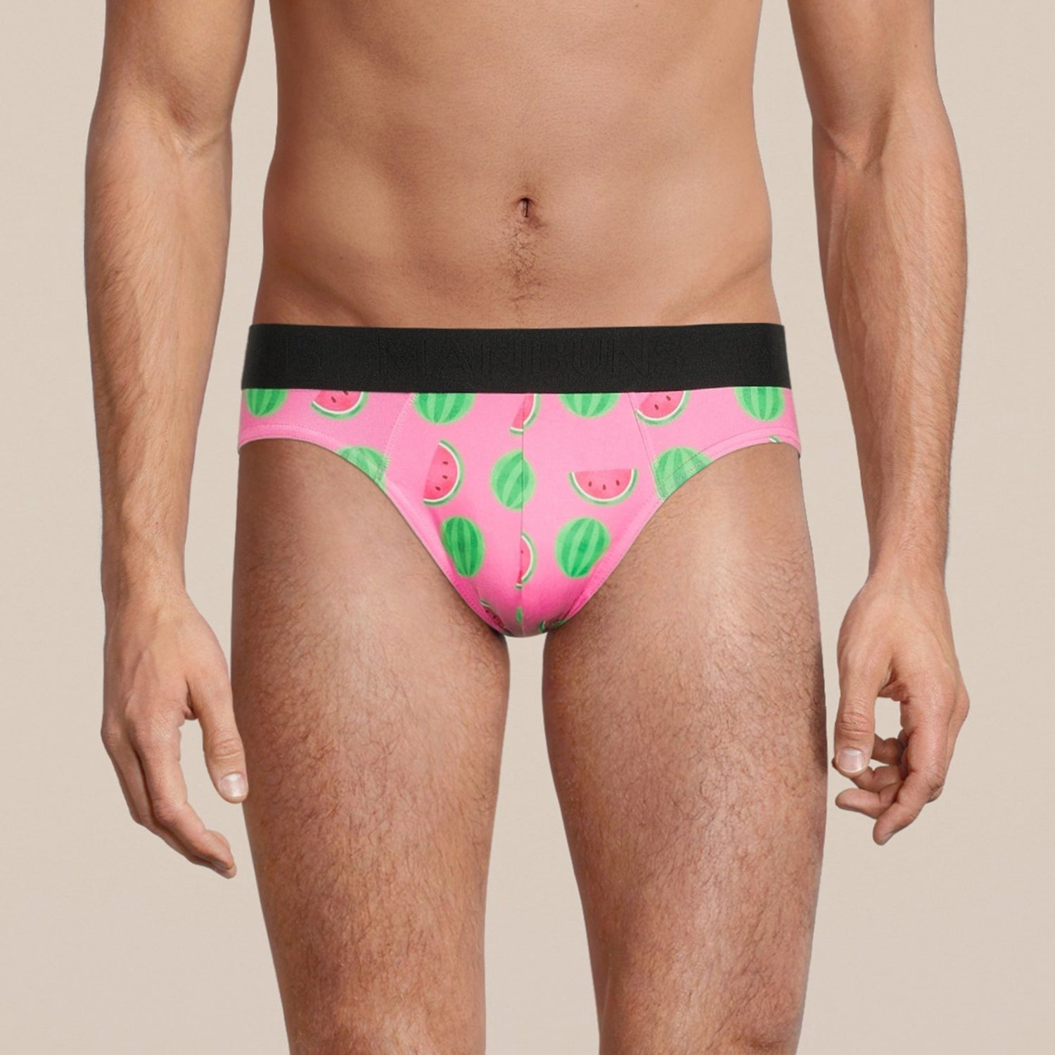 Mens fun novelty watermelon emoji print briefs underwear â manbuns